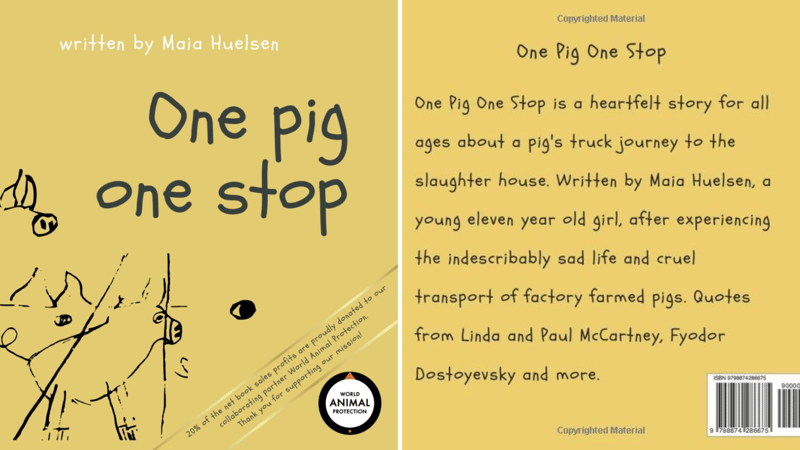One Pig One Stop book cover and back.